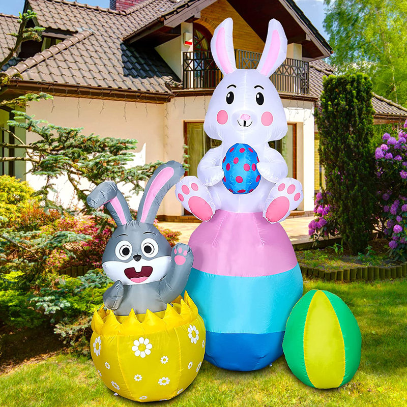 6FT Easter Inflatable Yard Decoration, Lighted Blow high quality Up Bunny Lean